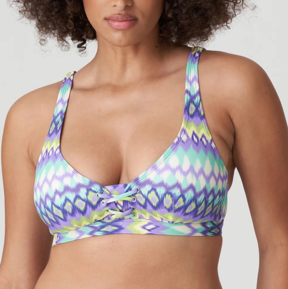 PRIMA DONNA Holiday Plunge Bikini Top Size S - Mezcalita Blue